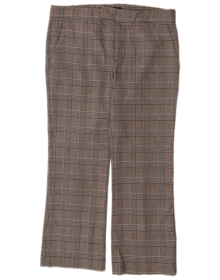 Zara Pantalon de costume droit pour femme EU 38 Small W32 L26 Gris à carreaux Polyester