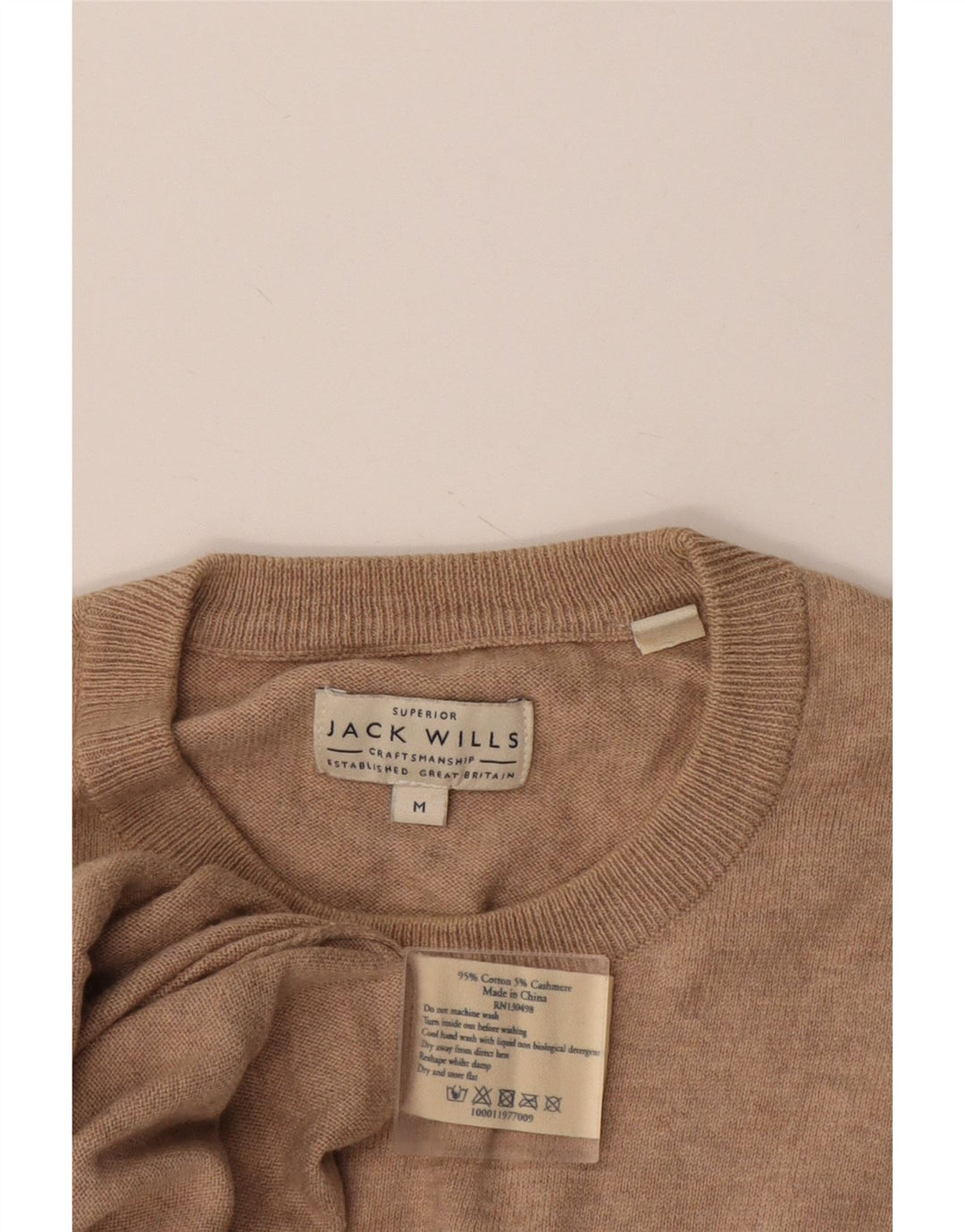 JACK WILLS Pull Col Rond Homme Beige Moyen Moucheté Coton