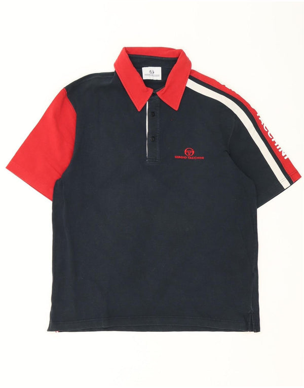 Sergio Tacchini Polo Graphique Homme Large Bleu Marine Colorblock