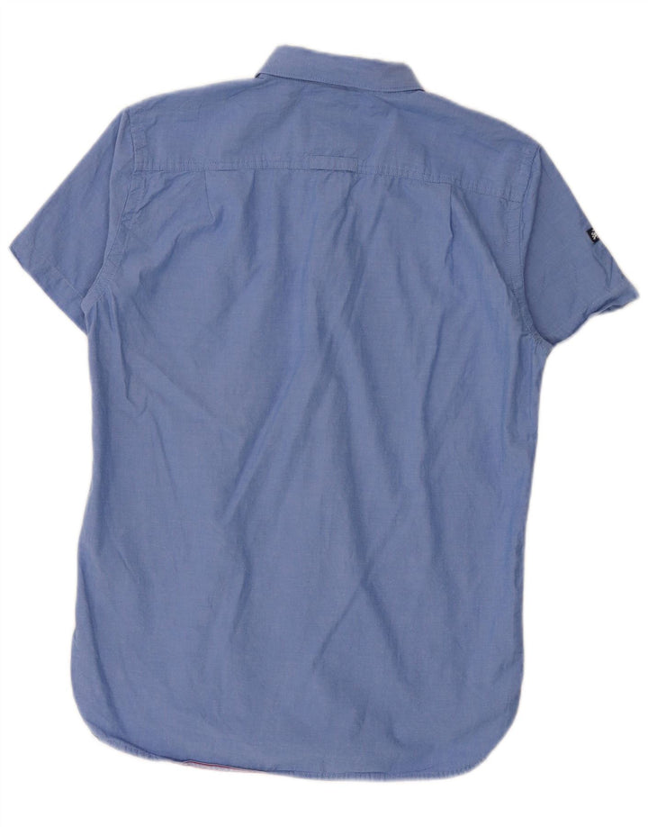 Superdry Chemise à Manches Courtes Homme Bleu Moyen Coton