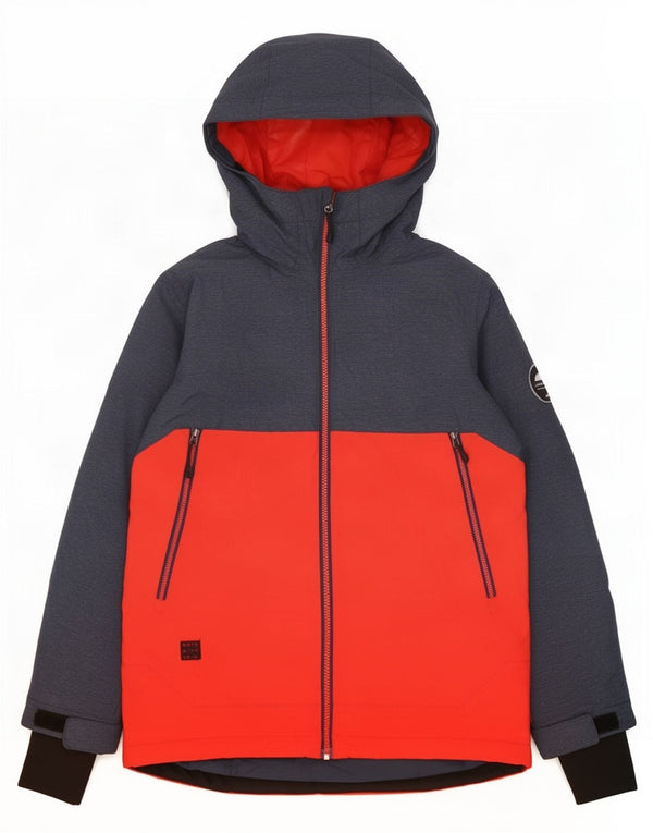 Quiksilver Veste de ski à capuche pour garçon 11-12 ans Large Rouge Colorblock Nylon