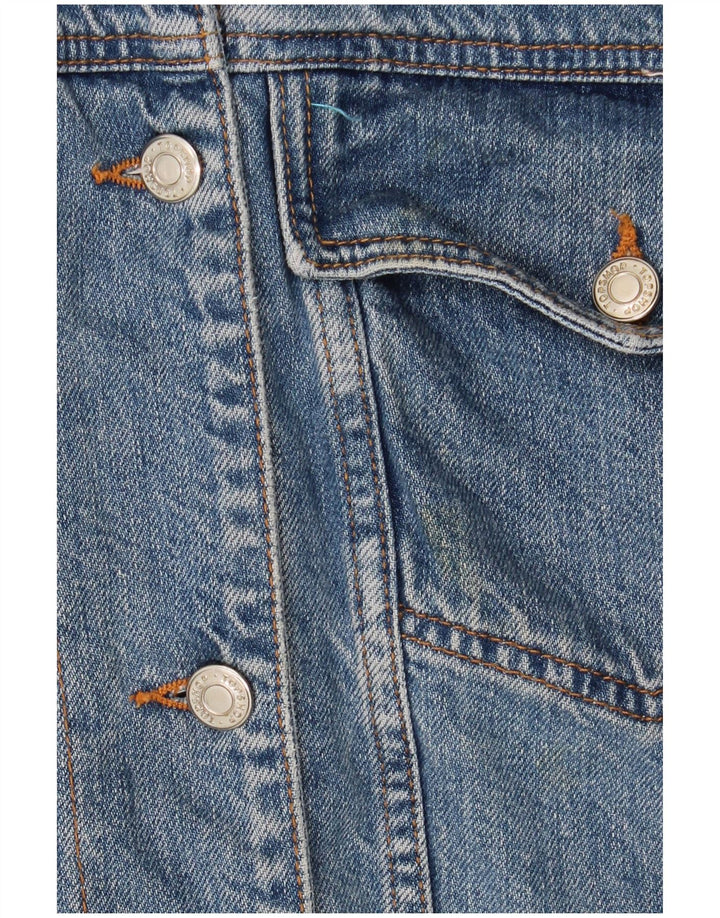 Topshop Veste Sherpa en jean surdimensionnée pour femme UK 10 Petit coton bleu