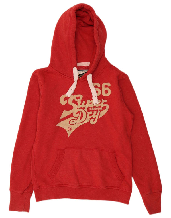 Superdry Pull à capuche graphique pour femme UK 16 Large Rouge Coton