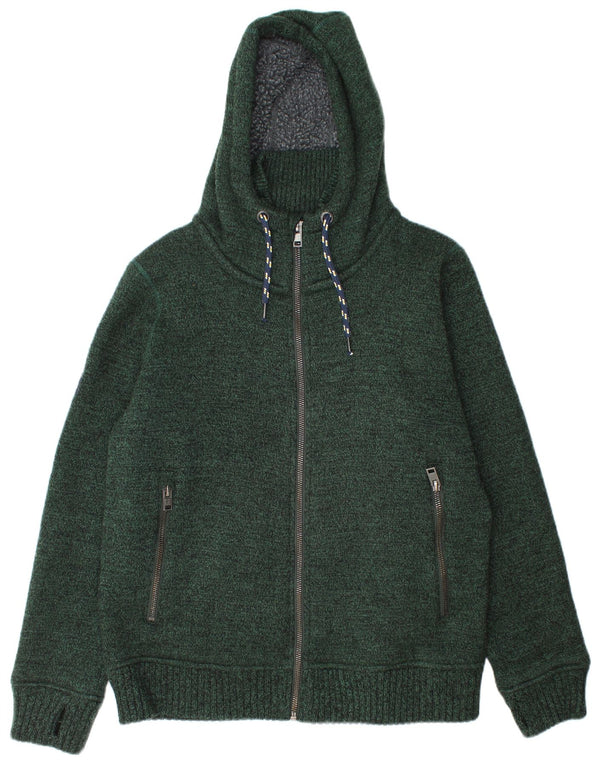 Superdry Cardigan à capuche pour homme 2XL Acrylique moucheté vert