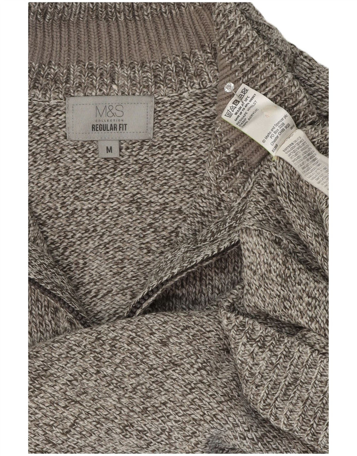 Marks & Spencer Pull col zippé homme gris moyen moucheté