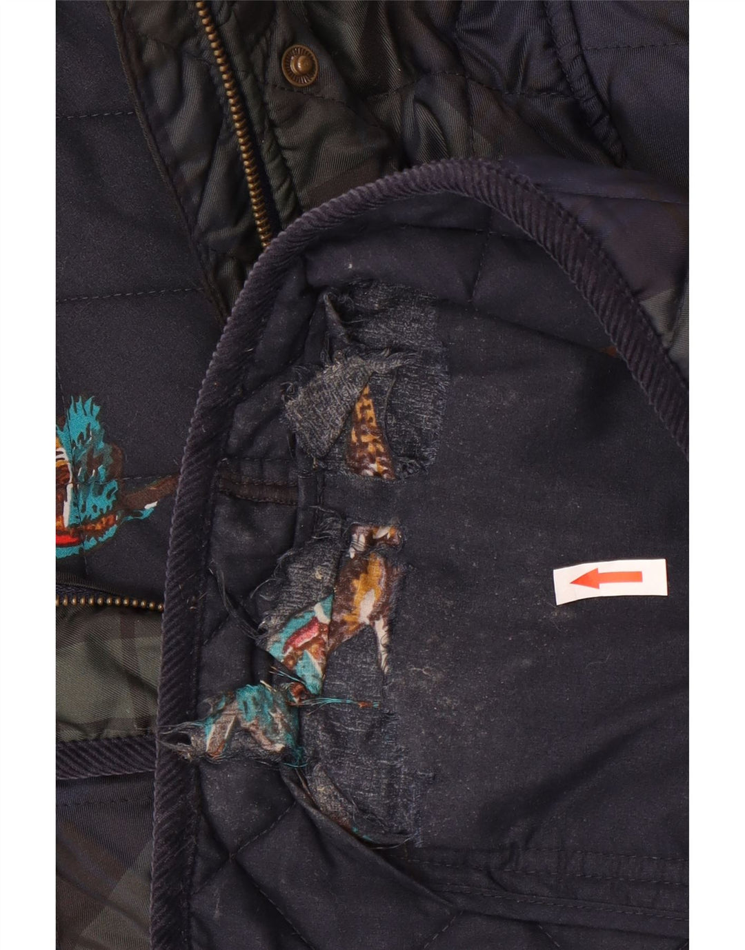 Joules Veste matelassée pour femme UK 18 XL Bleu marine à carreaux en polyester