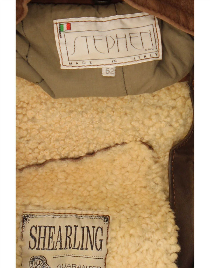 Stephen Veste Shearling Homme IT 52 XL Marron Colorblock