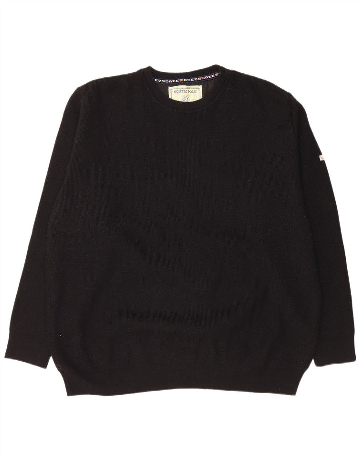 NORTH POLE Pull à col rond pour homme 2XL Laine noire