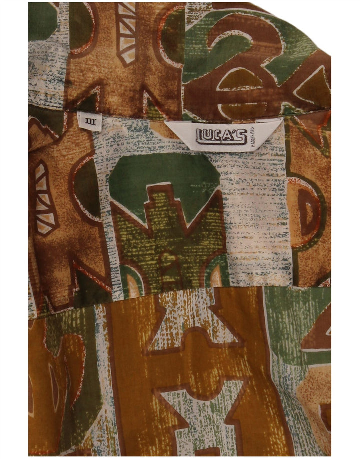 Chemise à manches courtes Vintage pour hommes, kaki moyen géométrique