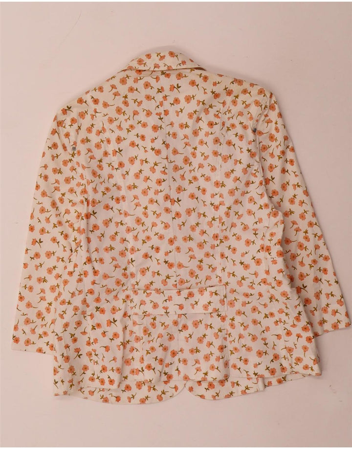 LUISA SPAGNOLI Veste Blazer 3 Boutons Femme IT 44 Blanc Moyen Floral
