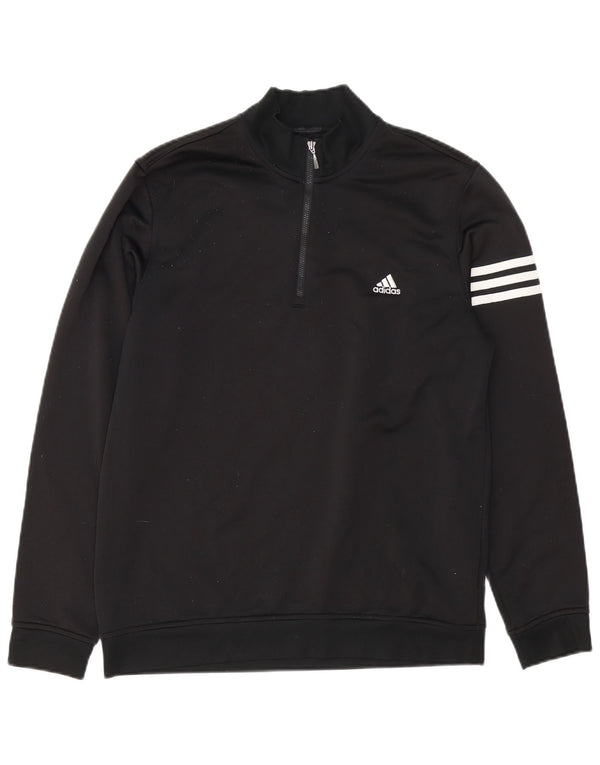 Adidas Hommes Climalite Zip Neck Sweatshirt Jumper Moyen Noir Polyester