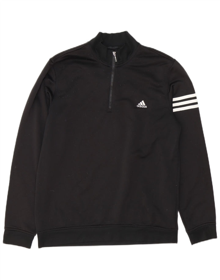 Adidas Hommes Climalite Zip Neck Sweatshirt Jumper Moyen Noir Polyester