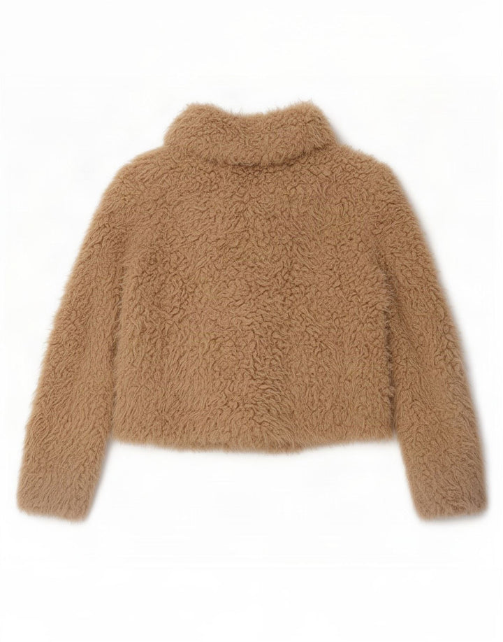 Zara Womens Teddy Bear Bomber Veste UK 14 Beige Moyen