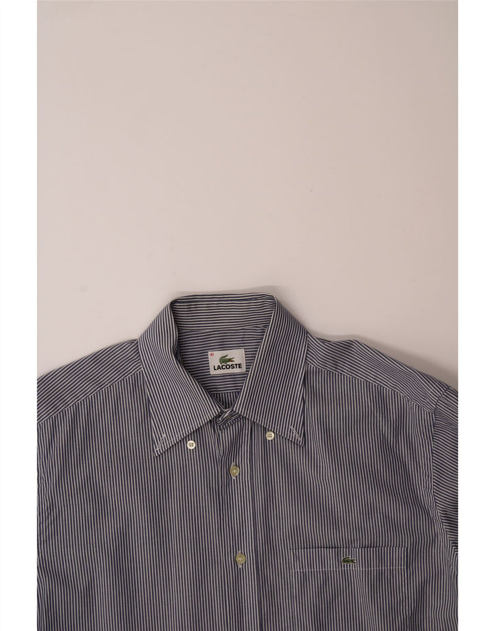 LACOSTE Mens Shirt Size 41 Large Navy Blue Pinstripe Cotton Vintage Lacoste and Second-Hand Lacoste from Messina Hembry 