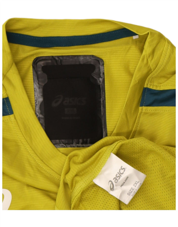 Asics T-shirt graphique pour hommes 2XL Jaune Colorblock Polyester