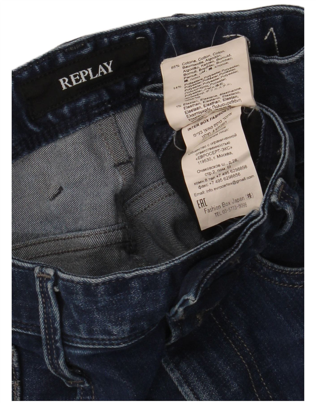 Replay Jean Slim Homme W31 L32 Bleu Coton