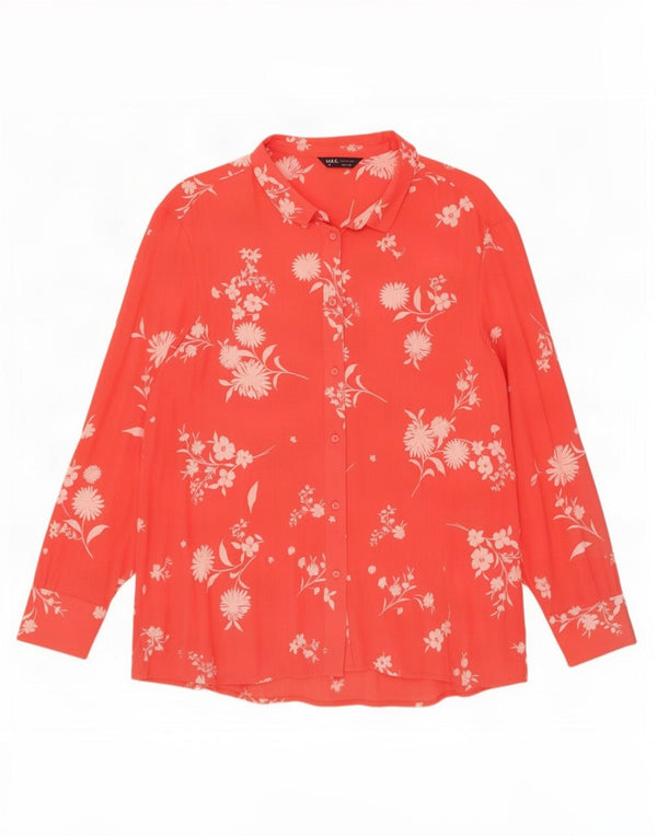 Marks & Spencer Chemise surdimensionnée pour femme UK 18 XL Orange Floral Viscose