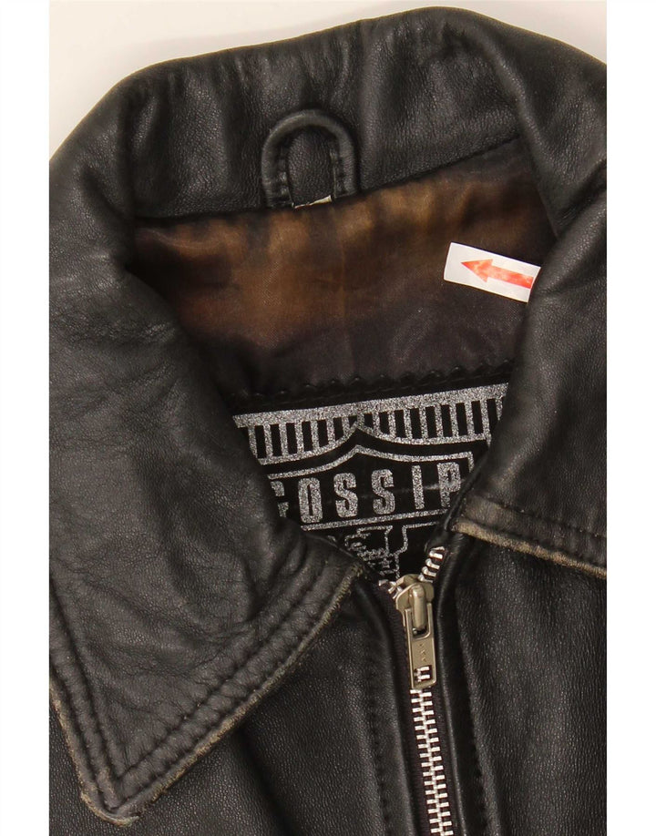 Gossip Gilet en cuir pour femme UK 12 Medium Noir