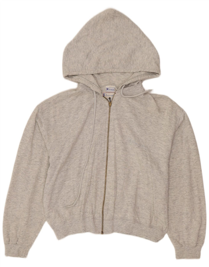CHAMPION Pull à capuche court zippé pour femme UK 14 Gris moyen moucheté