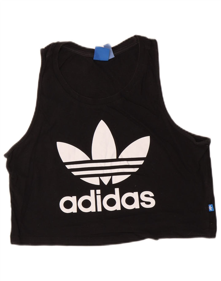 Adidas Femmes Crop Graphic Débardeur UK 12 Moyen Noir