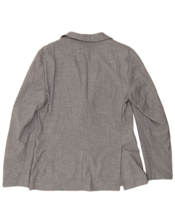 Zara Veste Blazer 2 Boutons Homme UK 40 Large Gris Pied-de-Poule Polyester