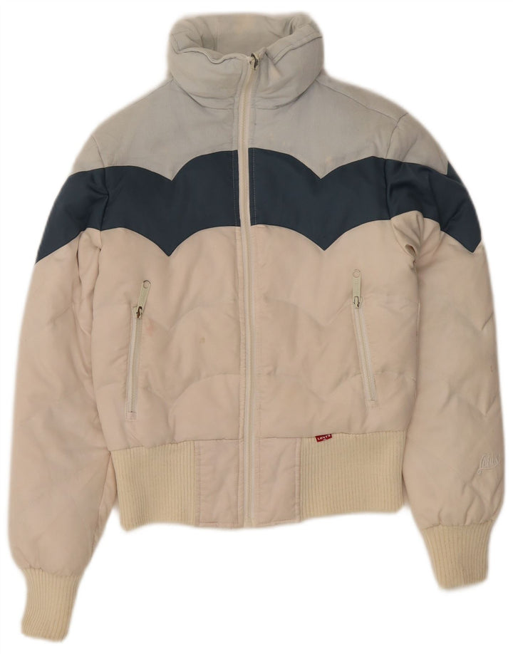 Levi's Veste Rembourrée Femme UK 6 XS Blanc Colorblock Polyester