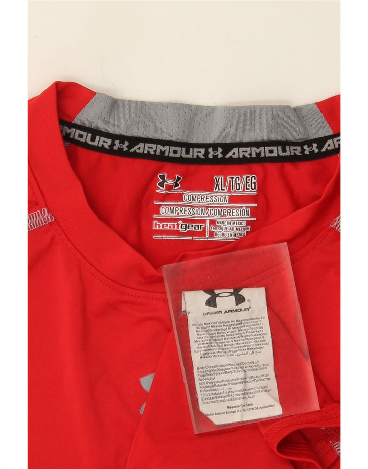Under Armour Haut Heat Gear Graphic Homme Manches Longues XL Rouge Polyester