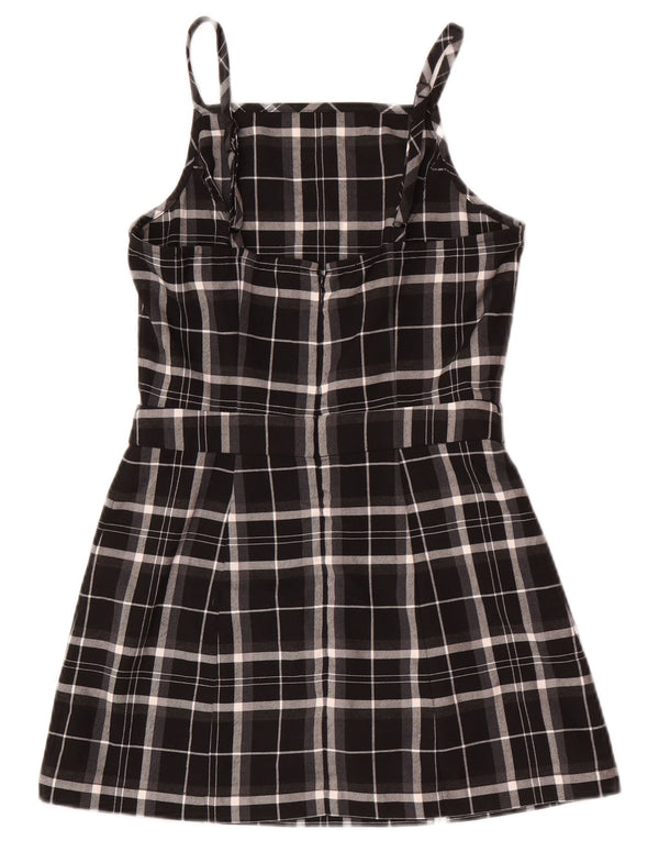 Superdry Femme Robe Pinafore UK 8 Petit Noir Plaid Polyester
