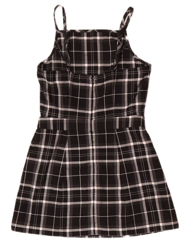 Superdry Femme Robe Pinafore UK 8 Petit Noir Plaid Polyester