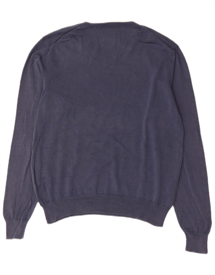 Sun68 Pull col V pour homme en coton bleu Taille L