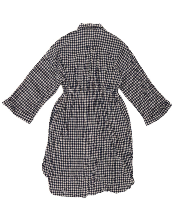 Zara Robe chemise à manches longues chauve-souris pour femme UK 10 Petit carreaux bleus