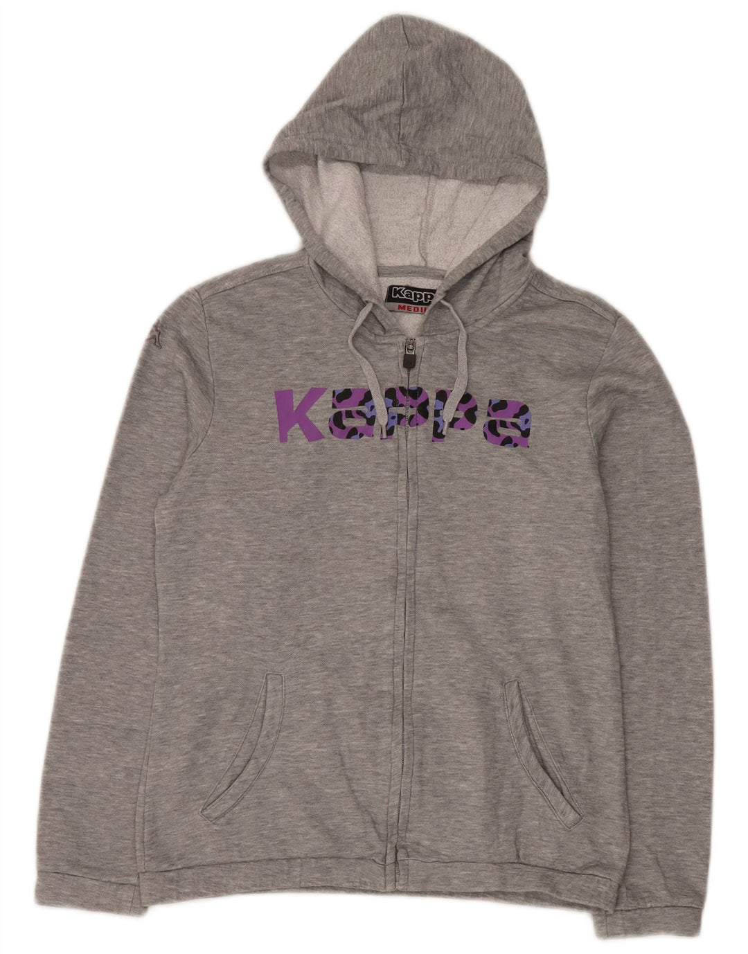 Kappa Pull à capuche zippé graphique pour femme UK 14 Gris moyen moucheté