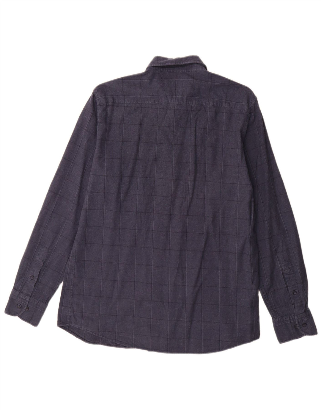 Massimo Dutti Chemise Homme Grand Carreau Bleu Marine Coton