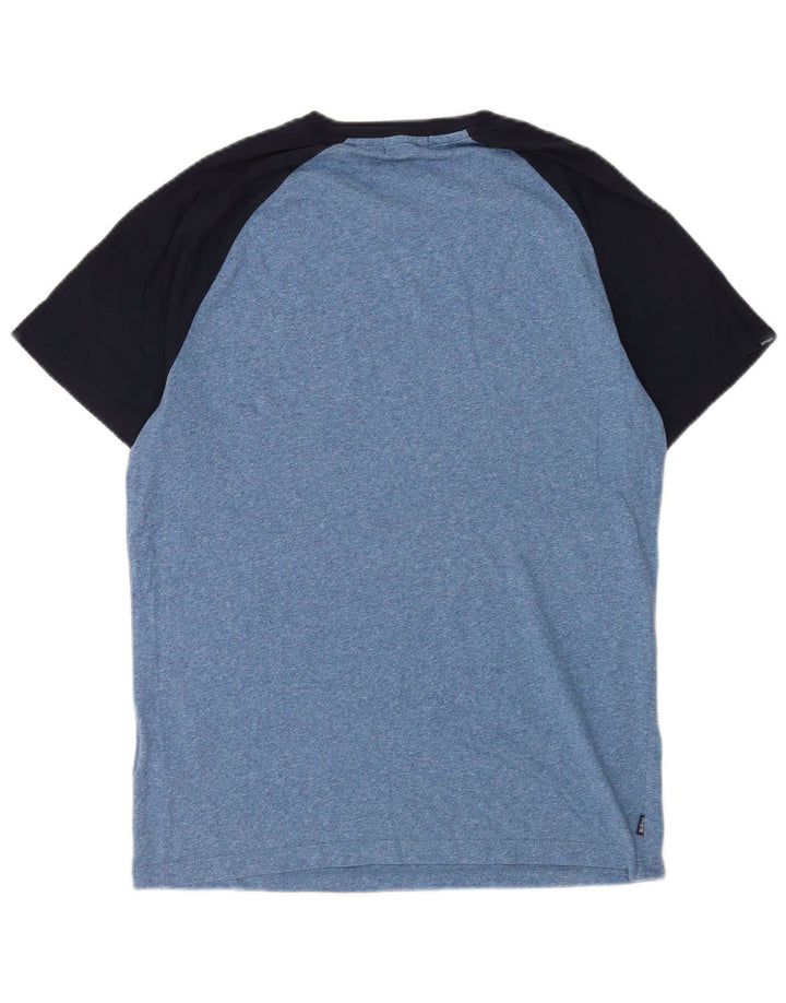 Superdry Homme T-Shirt Top Large Bleu Colorblock Coton