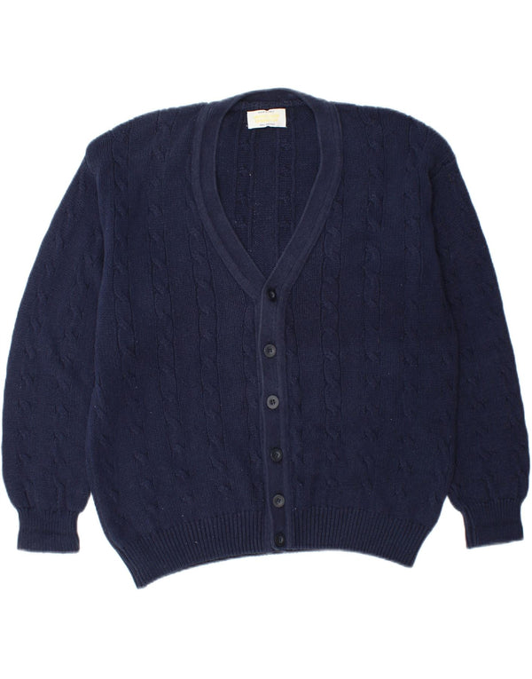 BENETTON Homme Coupe Ample Cardigan Pull Petit Bleu Marine Coton