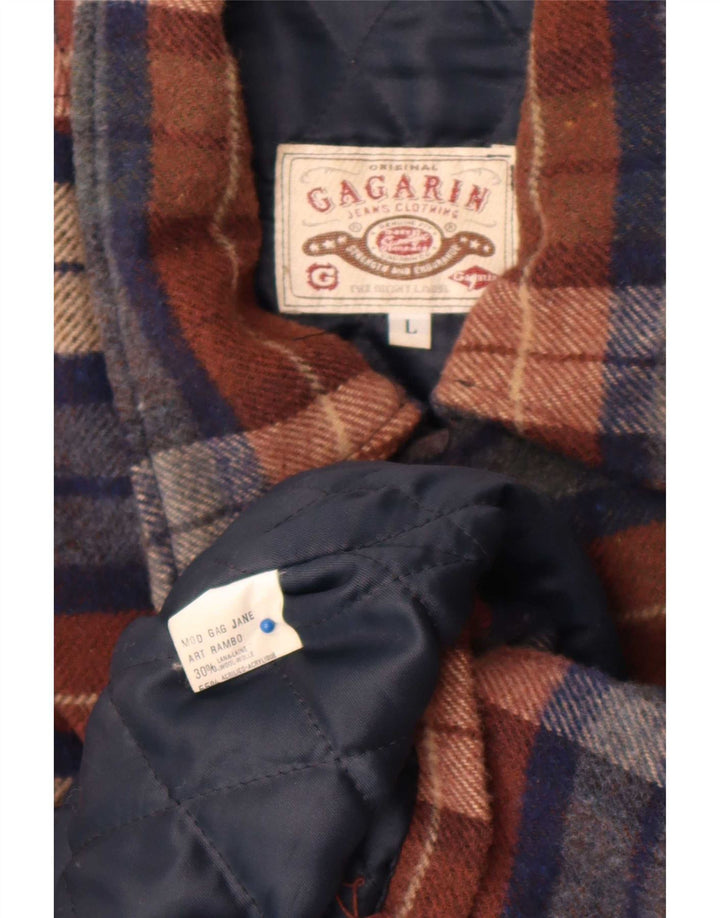 vintage Mens Utility Jacket UK 40 Grande laine à carreaux multicolore