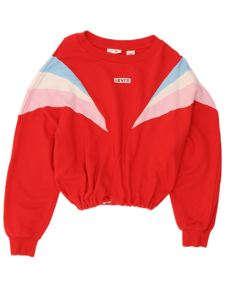 LEVI'S Sweat-shirt surdimensionné pour femme UK 10 Petit colorblock rouge