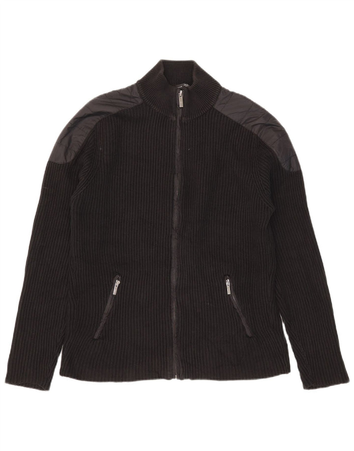 Zara Homme Cardigan Pull Noir Moyen Colorblock Coton