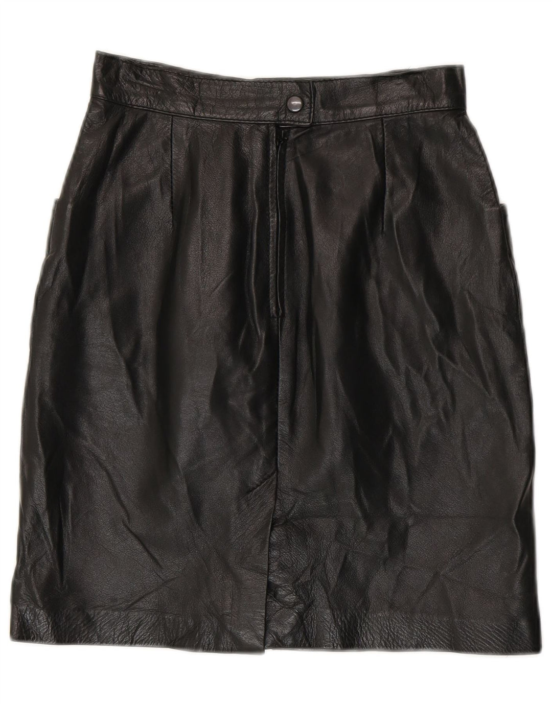 jupe en cuir taille haute femme vintage IT 42 Medium W24 Noir