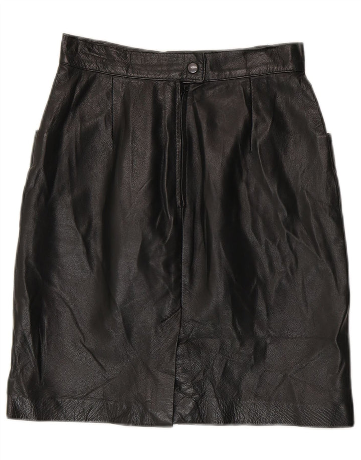 jupe en cuir taille haute femme vintage IT 42 Medium W24 Noir