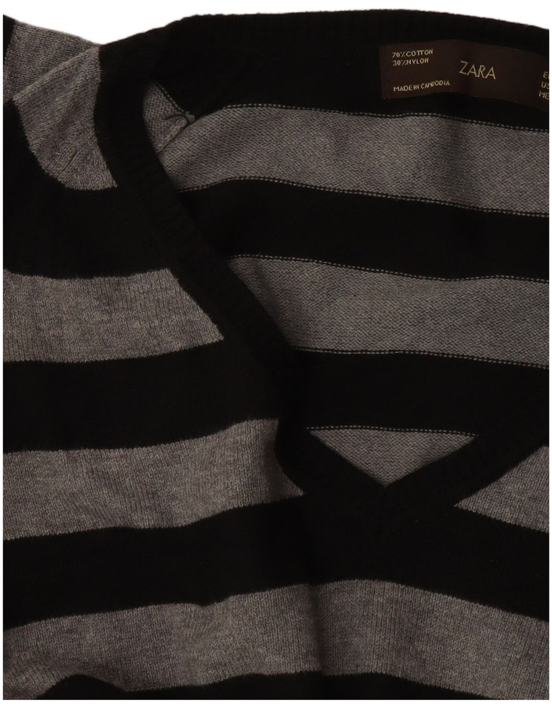 Zara Pull col V pour femme UK 14 Large Noir