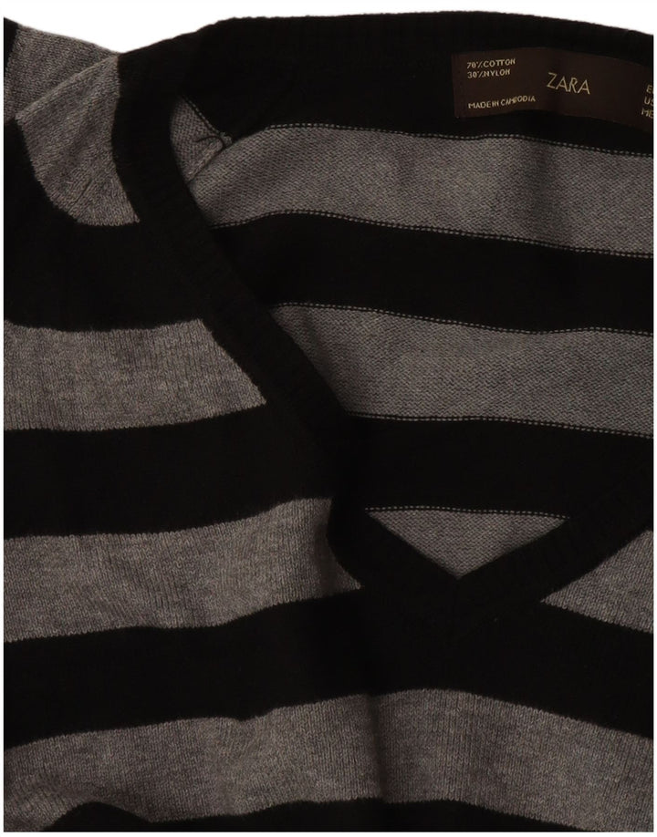 Zara Pull col V pour femme UK 14 Large Noir