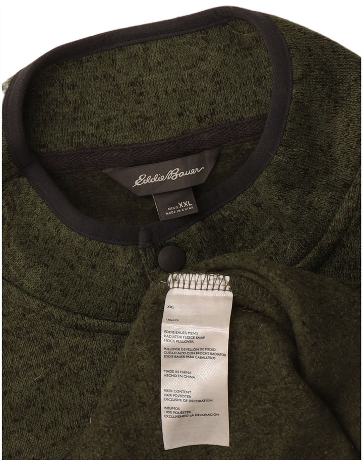 Eddie Bauer Sweat-shirt à col boutonné pour homme 2XL en polyester moucheté vert
