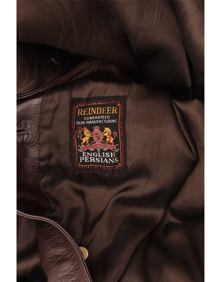 Manteau Double Boutonnage En Cuir Vintage Pour Homme IT 56 2XL Marron Classique