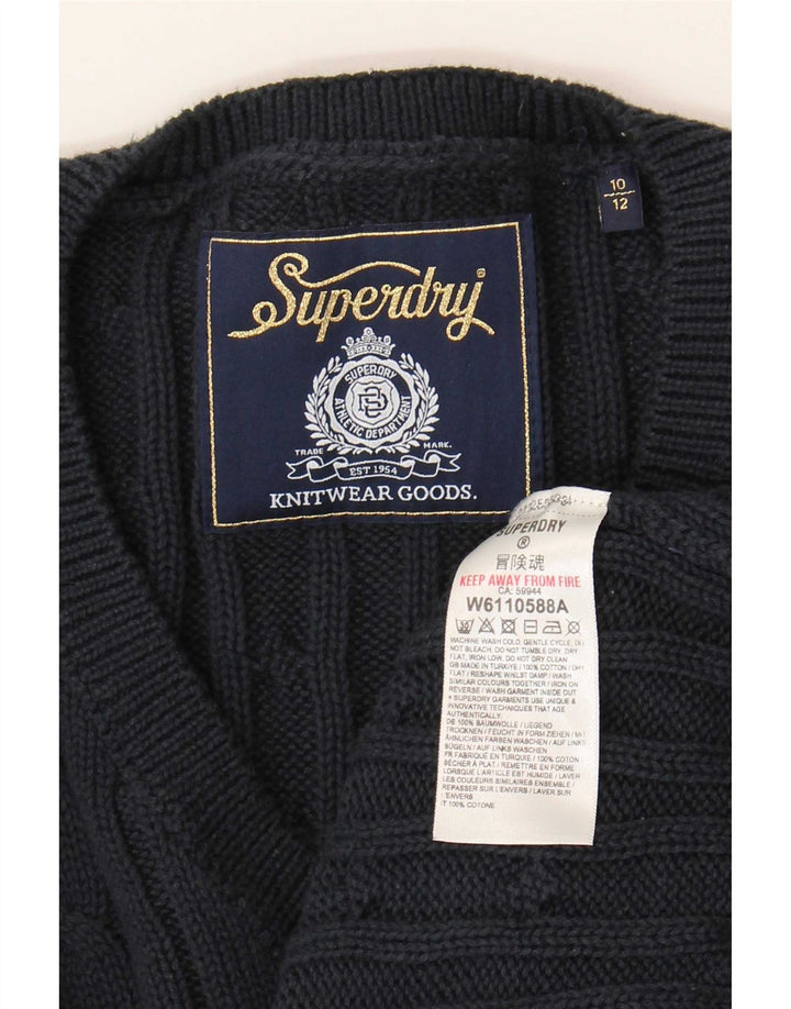 Superdry Pull surdimensionné à col en V pour femme UK 10 Petit Bleu marine
