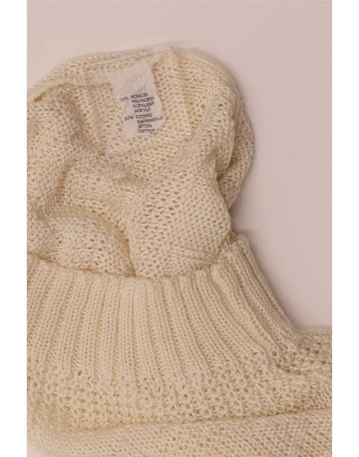 vintage Femmes Regular Fit Crew Neck Jumper Pull UK 12 Moyen Off White
