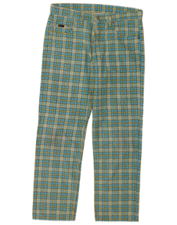 General Company Pantalon décontracté droit pour homme IT 52 XL W38 L28 Bleu à carreaux