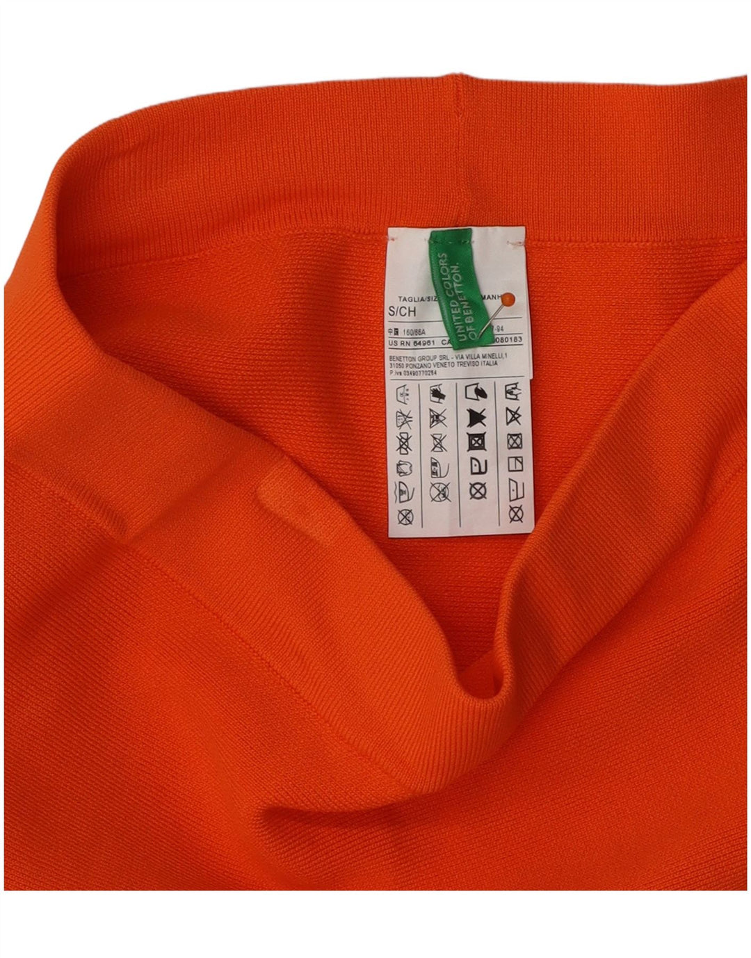 BENETTON Jupe trapèze pour femme Small W26 Orange Viscose