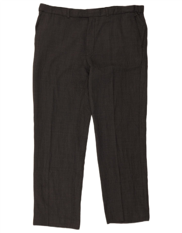 Marks & Spencer Pantalon de Costume Droit Homme W38 L30 Gris Laine