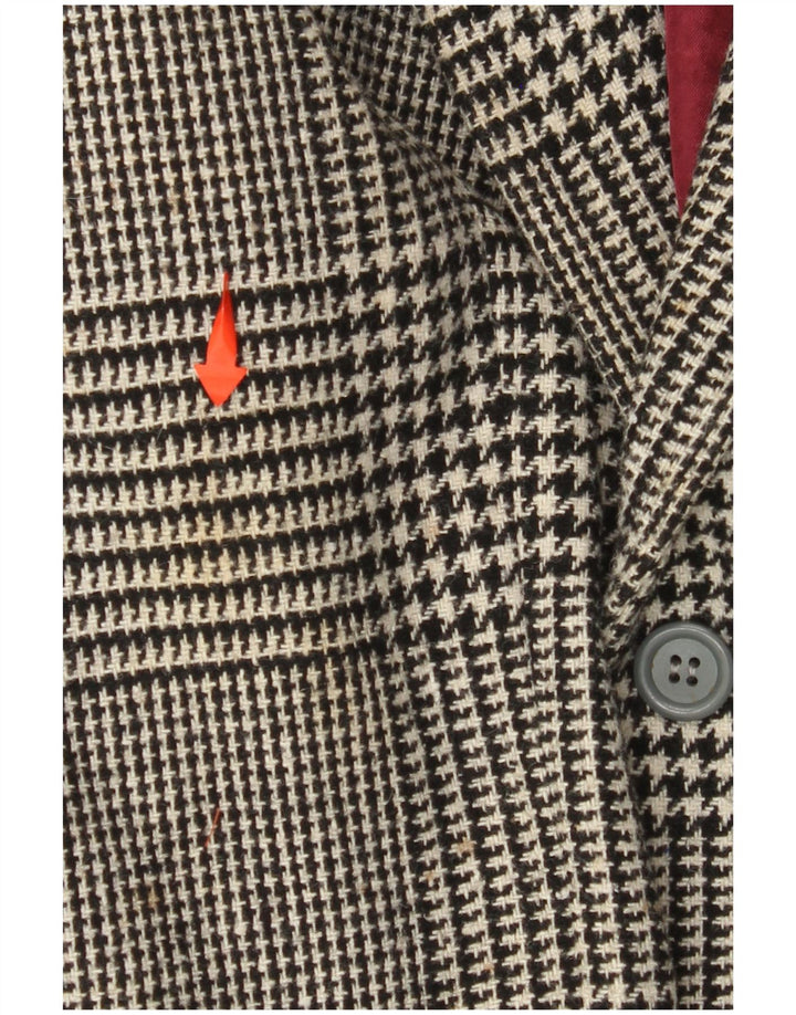 VINTAGE Veste Blazer 2 Boutons Homme IT 52 XL Laine Pied-de-Poule Noir